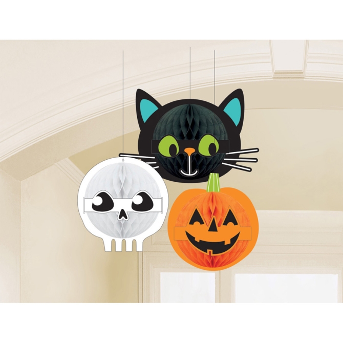 3 decoraciones Hallo-ween Friends - Papel de nido de abeja 