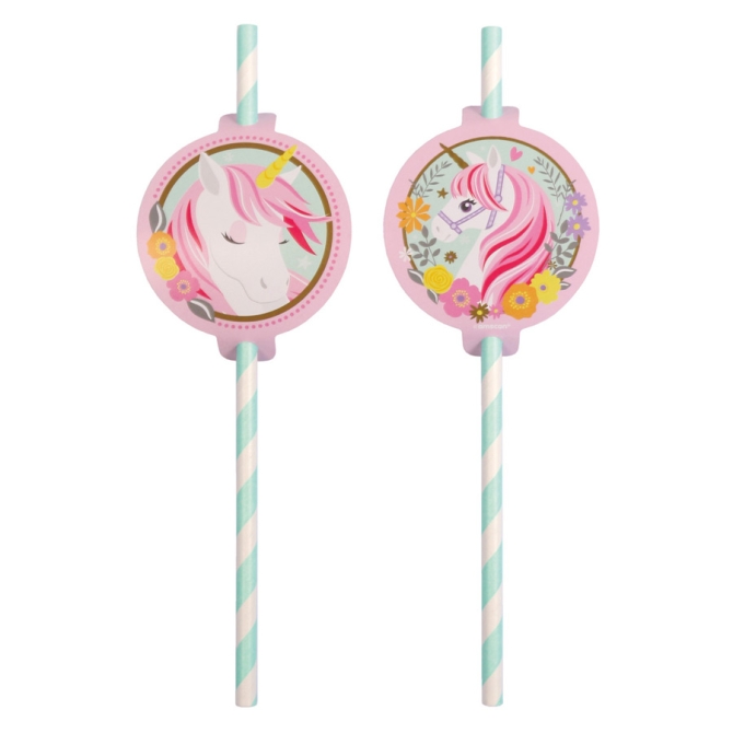 8 pajitas mágicas de unicornio. 