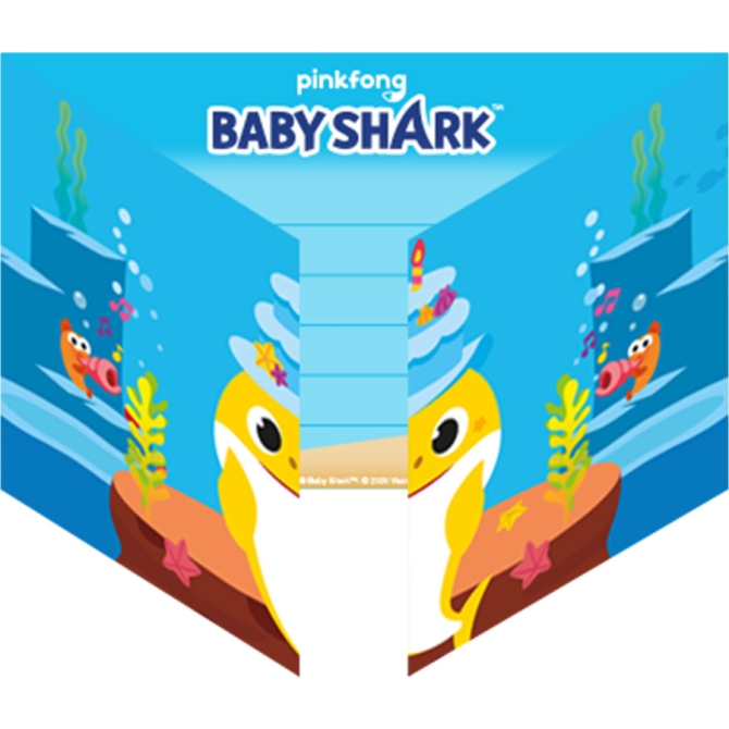 8 invitaciones Baby Shark amarillo 