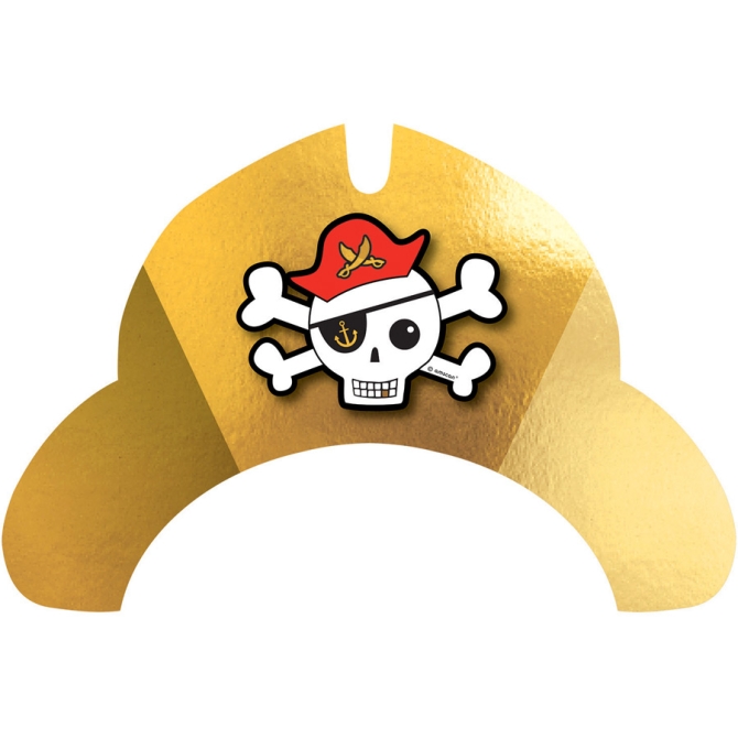 8 sombreros de pirata dorados 