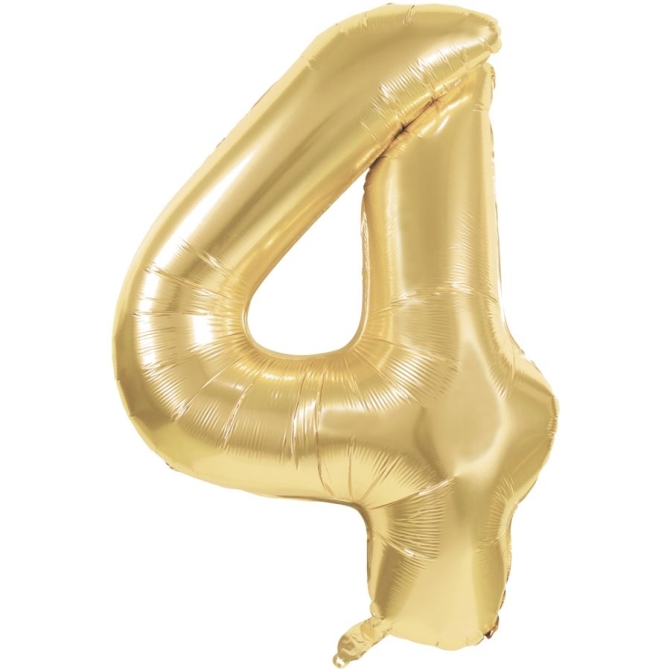 Globo Gigante de Cumpleaos Nmero 4 Dorado (100cm) 