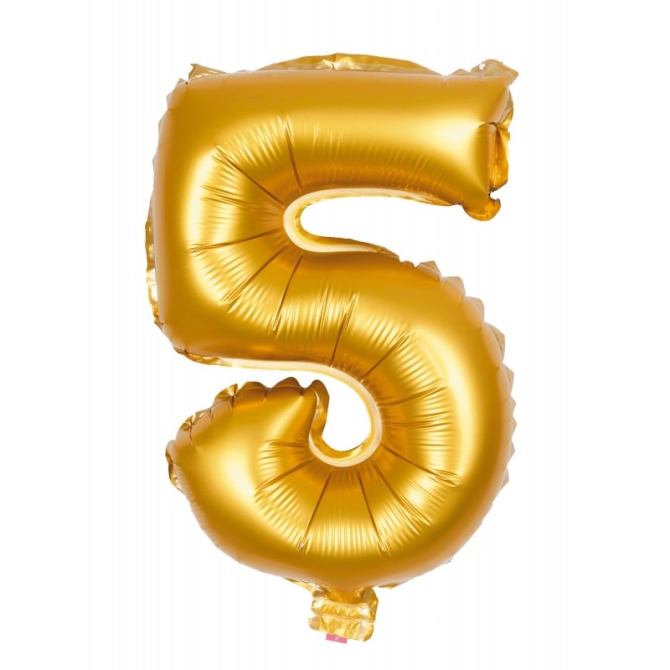 Globo Gigante de Cumpleaos Nmero 5 Dorado (100cm) 