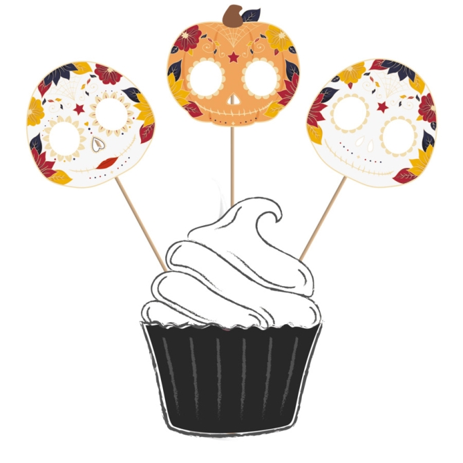 3 Cake Toppers - Dia De Los Muertos 