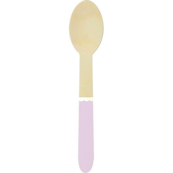 8 cucharas de madera rosa pastel 