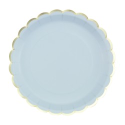 Party Box festoneada azul pastel y dorado. n3