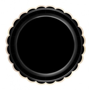 8 platos festoneados negros y dorados
