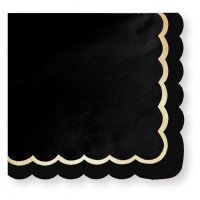 Contiene : 1 x 16 servilletas festoneadas negras y doradas