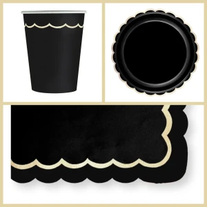 Party Box festoneada negra y dorada
