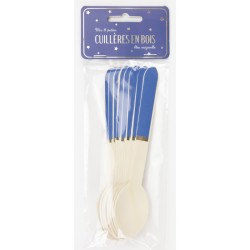 8 cucharas de madera azules y doradas. n1