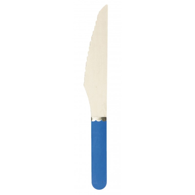 8 cuchillos de madera azul y dorado 