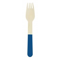 8 tenedores de madera azul y dorado