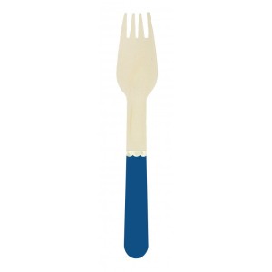 8 tenedores de madera azul y dorado