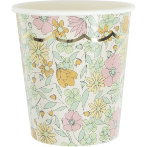 8 vasos festoneadas Shabby y Gold