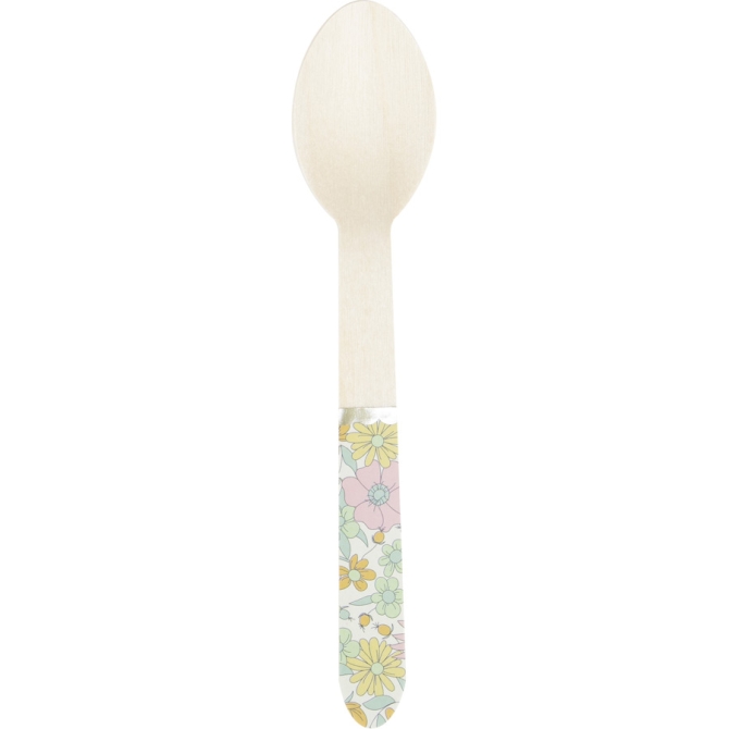8 cucharas de madera Shabby y Gold 