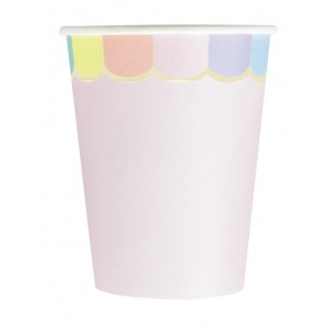 8 vasos festoneados rosa pastel