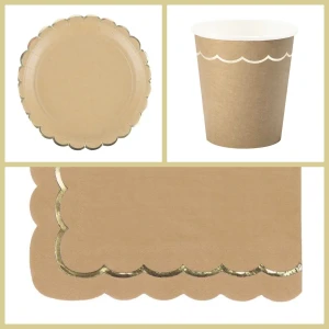 Party Box Festoneado Kraft y Oro
