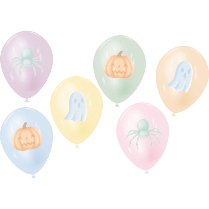 6 Globos de Halloween en colores pastel 