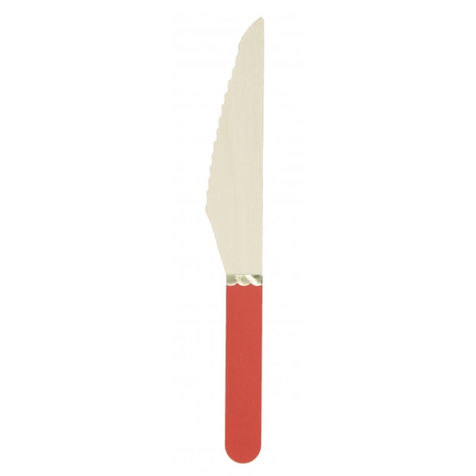 8 cuchillos de madera rojo / oro 
