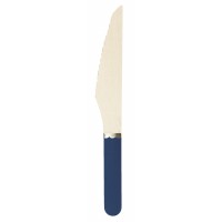 8 Cuchillos de Madera Azul Marino/Dorado