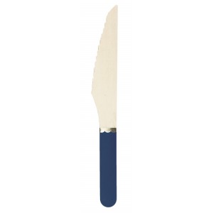 8 Cuchillos de Madera Azul Marino/Dorado