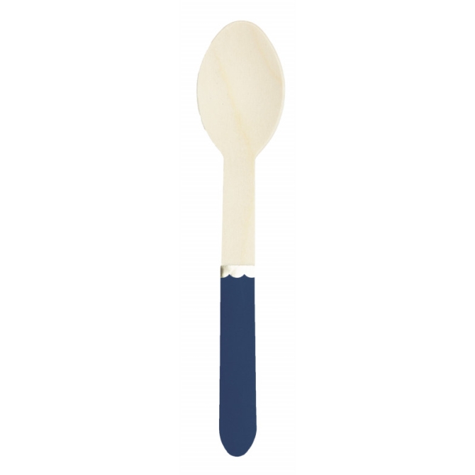 8 Cucharas de madera azul marino / oro 