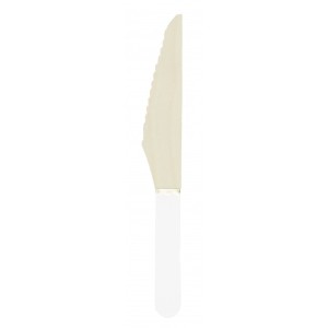 8 Cuchillos de Madera Blanco/Dorado