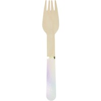 8 Tenedores de madera iridiscentes