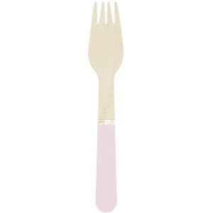 8 Tenedores de Madera Rosa Pastel