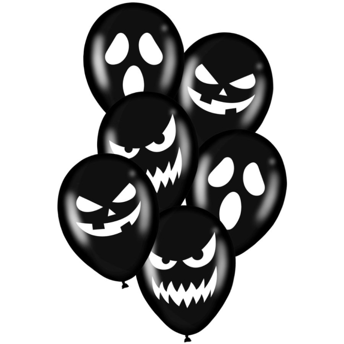 6 globos negros de Halloween 