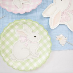 8 platos festoneados en colores pastel Vichy. n2