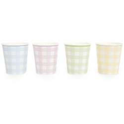 Caja de fiesta grande festoneada Vichy en colores pastel. n3