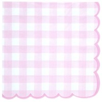16 servilletas festoneadas de cuadros vichy rosas