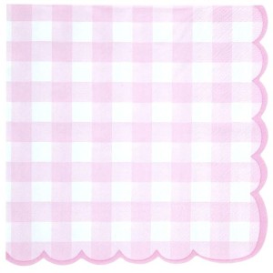 16 servilletas festoneadas de cuadros vichy rosas