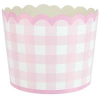 Contiene : 1 x 8 pequeos tarros festoneados de color rosa Vichy