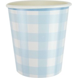 Caja grande para fiestas festoneada de cuadros azules. n1