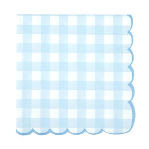 16 servilletas festoneadas de cuadros azules
