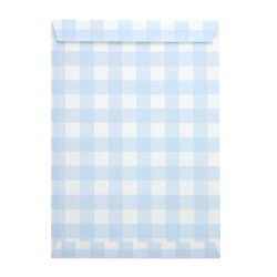 8 bolsas de regalo festoneadas de cuadros azules. n1