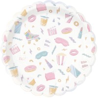 8 platos festoneados para fiesta de pijamas
