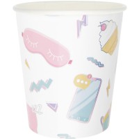 8 tazas festoneadas para fiestas de pijamas