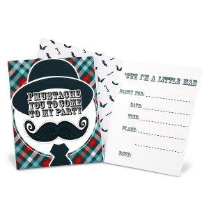 8 invitaciones de bigote de hombrecito