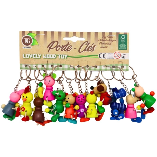 1 Llavero Animal de Madera 