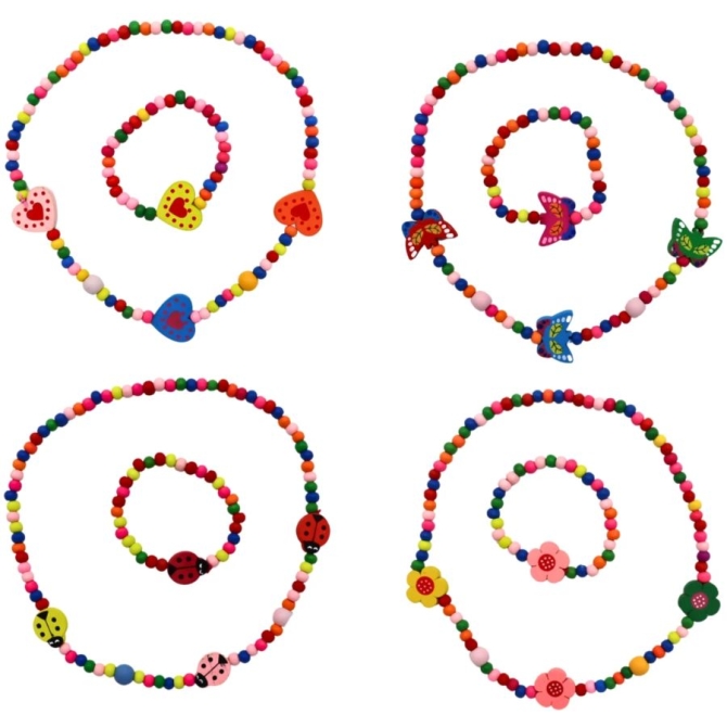 1 conjunto de joyer�a de madera con collar y pulsera - 20 cm 
