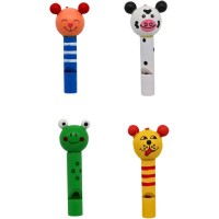 1 Silbato de madera con forma de animal - 7 cm