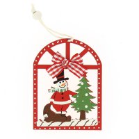 Decoracin para colgar Navidad Ventana Roja (7,5 cm) - Madera