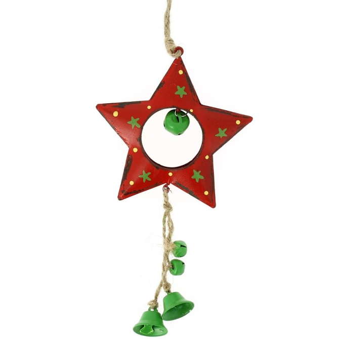 Decoracin para colgar estrella grande con cascabeles (16 cm) - Metal 