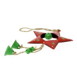 Decoracin para colgar estrella grande con cascabeles (16 cm) - Metal. n1