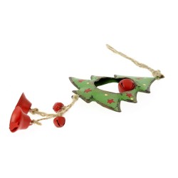 Decoracin para colgar de abeto grande con campanas (16 cm) - Metal. n1
