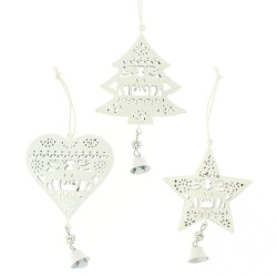 6 Lmparas Decoracin para colgar Corazn / Estrella / rbol Blanco (6 cm) - Metal. n1