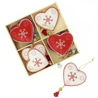 8 Decoracin para colgar de corazones de Navidad (10 cm) - Metal