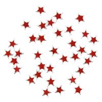 36 cuentas de estrella rojas/plateadas (1,5 cm)